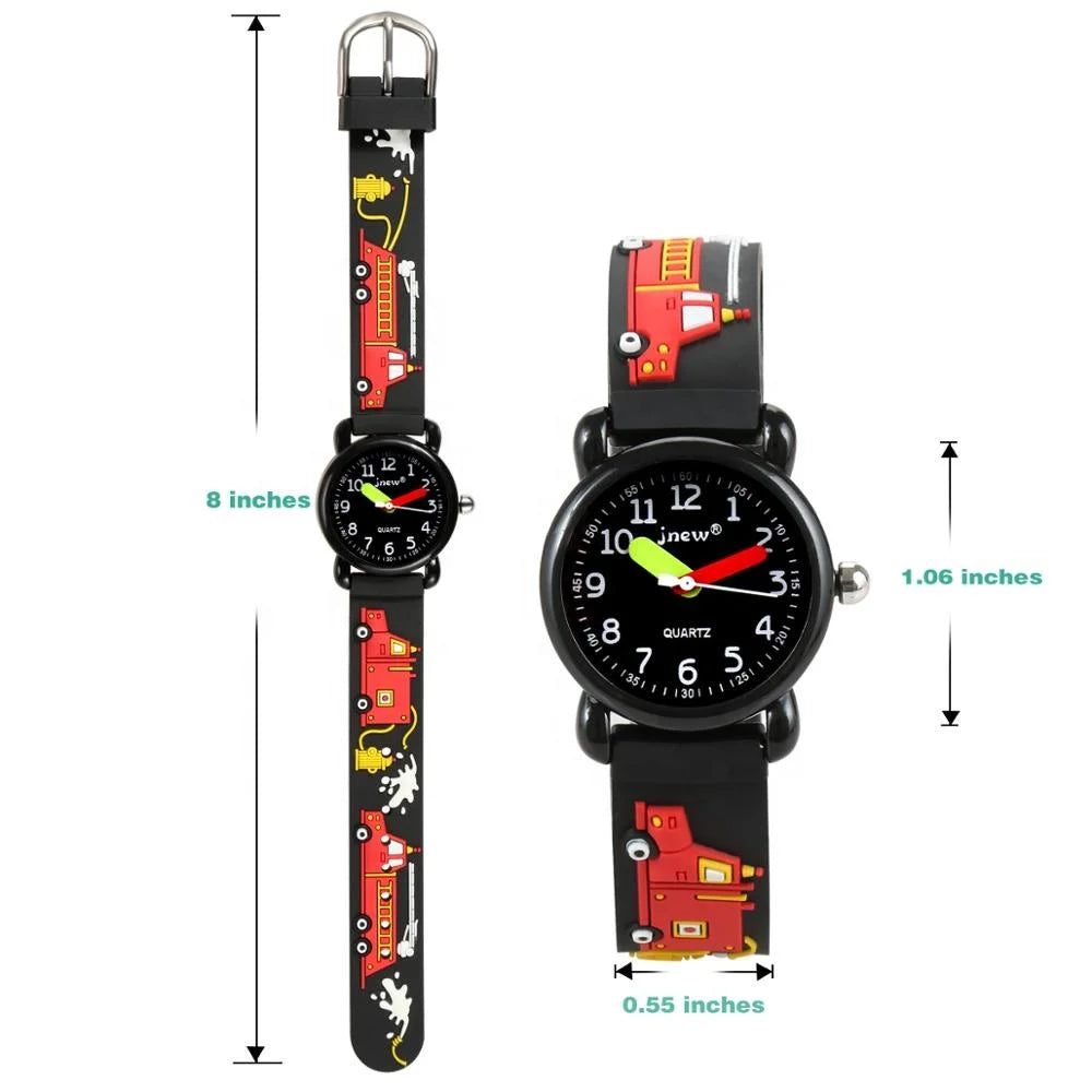 Multicolor Cartoon Car Pattern Quartz Sport Watch for Kids Luxury 3ATM Waterproof Fashion with PVC Band Eco-Friendly Stylish