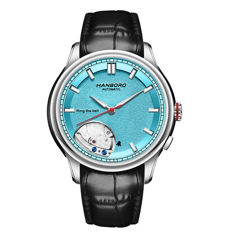 HANBORO Men's Personalized Automatic Mechanical Watch On-Time Alarm Series with Stainless Steel Band