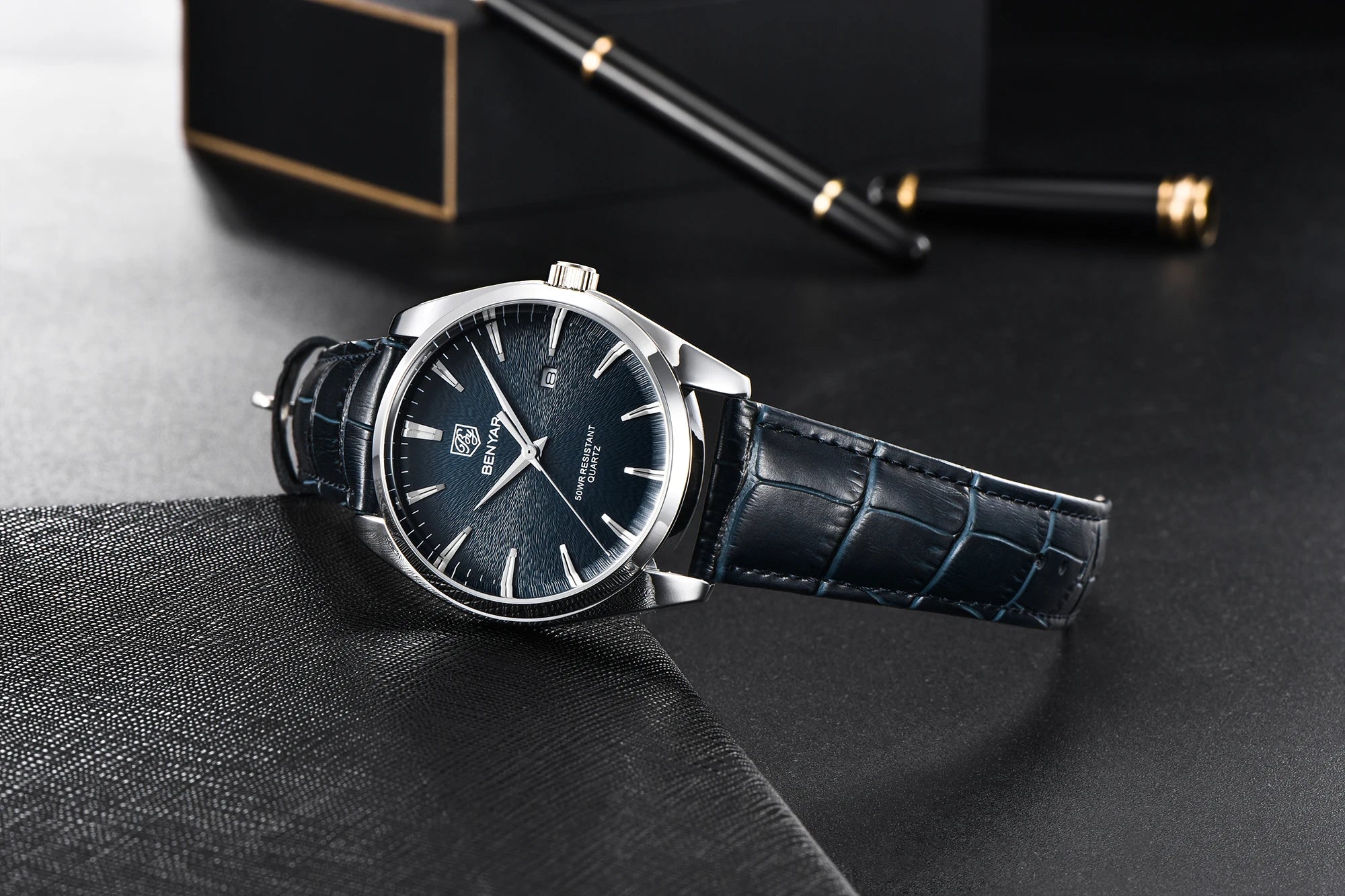 Benyar 5163  Minimal Analog Business Leather Strap Wrist Watches for Male Fashion Casual Man Quartz Watch Men Luxury Brand