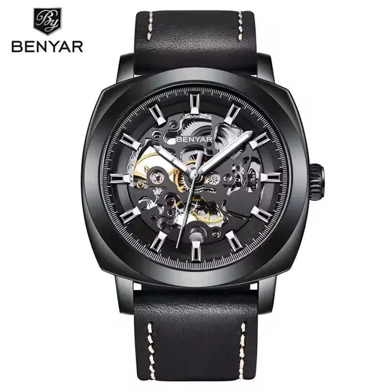Relojes Hombre Original Brand Benyar 5121 Mens Automatic Wrist Watch Luxury Skeleton Mechanical Watches