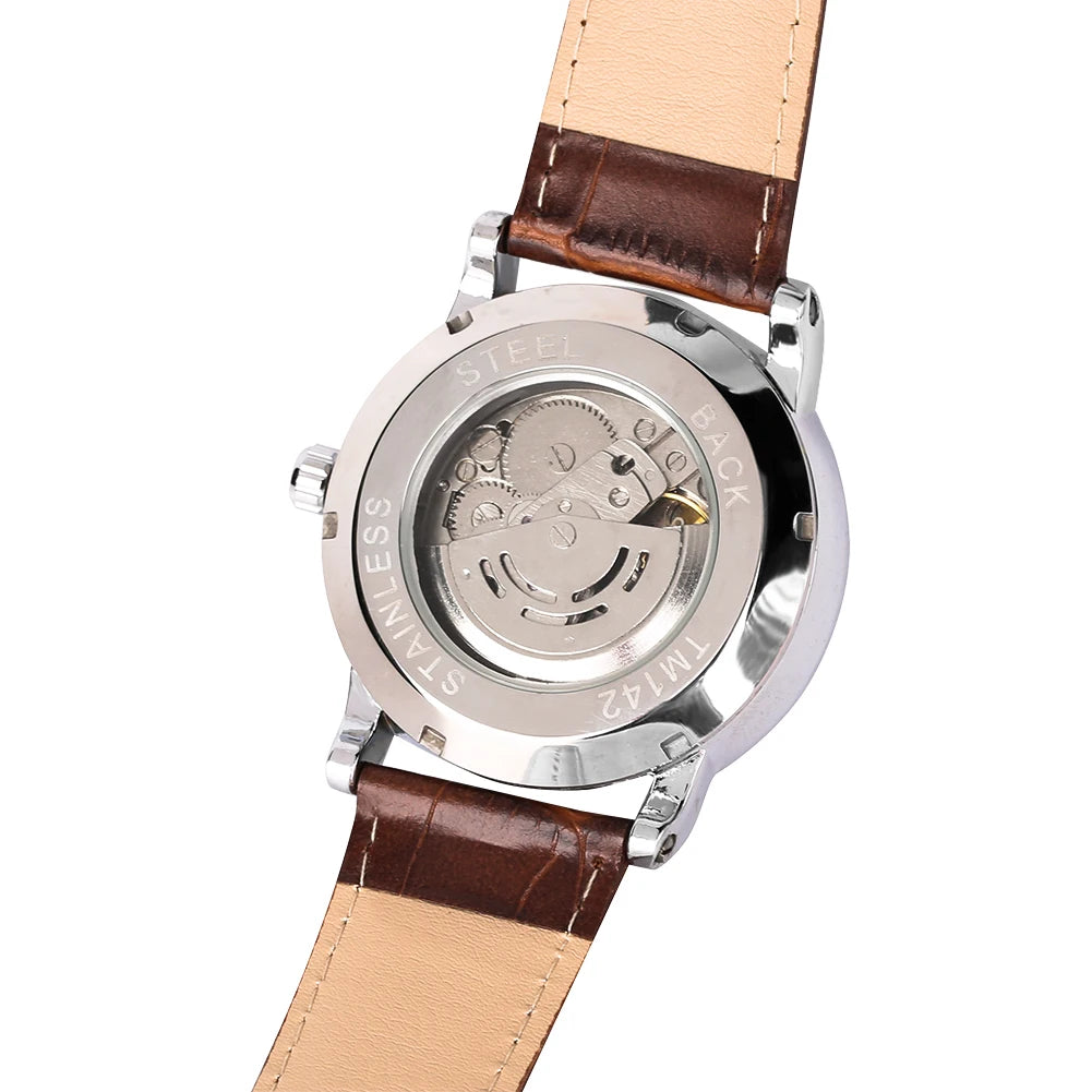 Men's Automatic Mechanical Watch Roman Scale Dial Calendar Display Business Wristwatches Perfect Gift