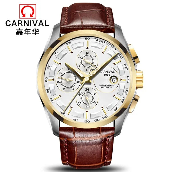 Multifunction Automatic Watch Men Luxury brand CARNIVAL Mechanical Watches Calendar Week 24hour Luminous Waterproof Montre homme