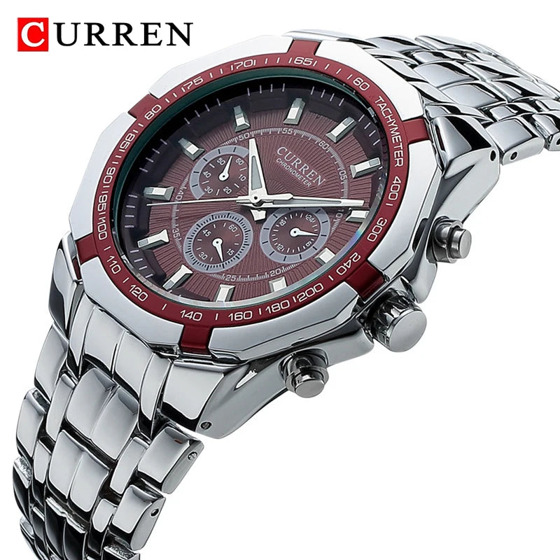 CURREN Men's Luxury Military Sport Watch - Full Steel Waterproof Quartz
