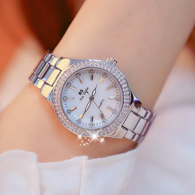 2025 Ladies Wrist Watches Dress Gold Watch Women Crystal Diamond Watches Stainless Steel Silver Clock Women Montre Femme 2024
