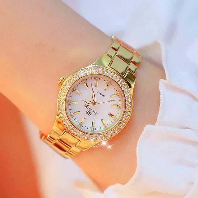 2025 Ladies Wrist Watches Dress Gold Watch Women Crystal Diamond Watches Stainless Steel Silver Clock Women Montre Femme 2024