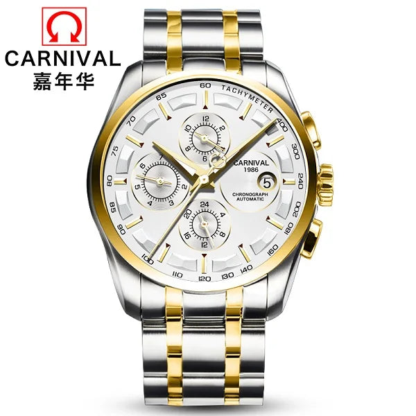 Multifunction Automatic Watch Men Luxury brand CARNIVAL Mechanical Watches Calendar Week 24hour Luminous Waterproof Montre homme