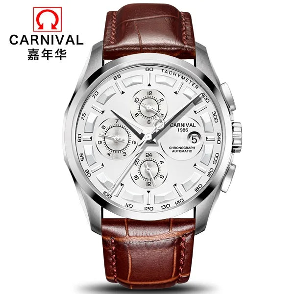 Multifunction Automatic Watch Men Luxury brand CARNIVAL Mechanical Watches Calendar Week 24hour Luminous Waterproof Montre homme