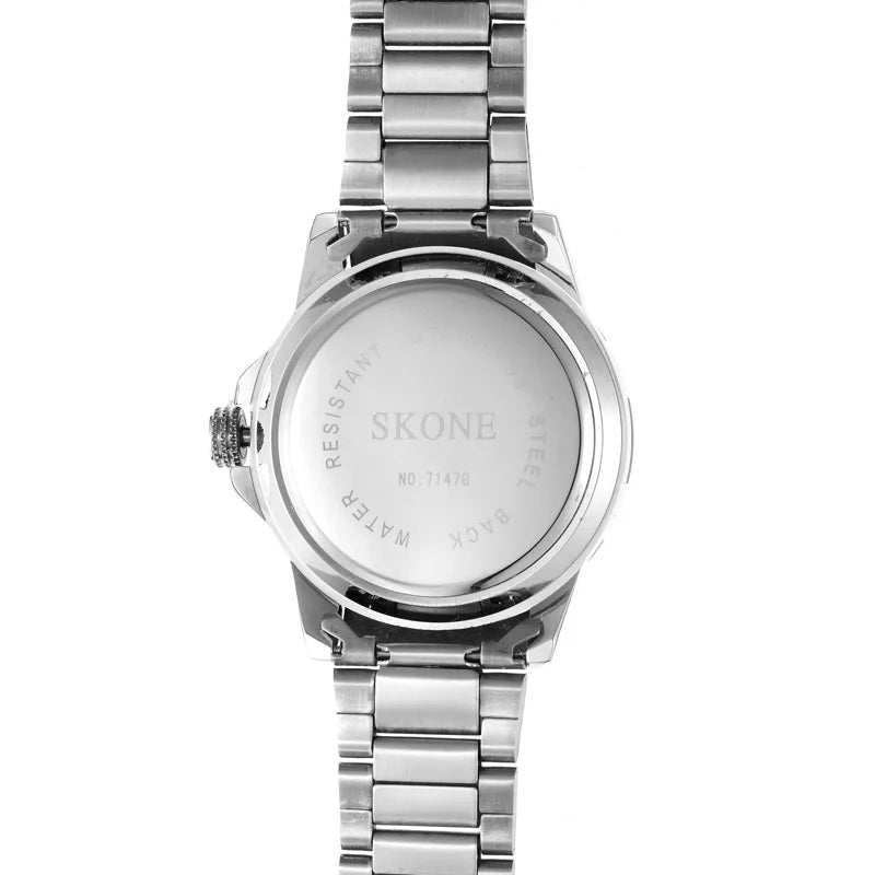 SKONE 7147 Men's Business Calendar Steel Band Watch