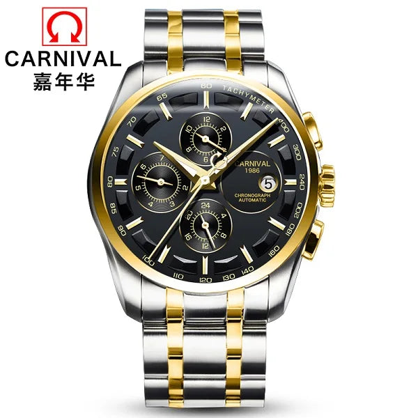 Multifunction Automatic Watch Men Luxury brand CARNIVAL Mechanical Watches Calendar Week 24hour Luminous Waterproof Montre homme