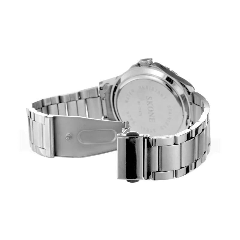 SKONE 7147 Men's Business Calendar Steel Band Watch