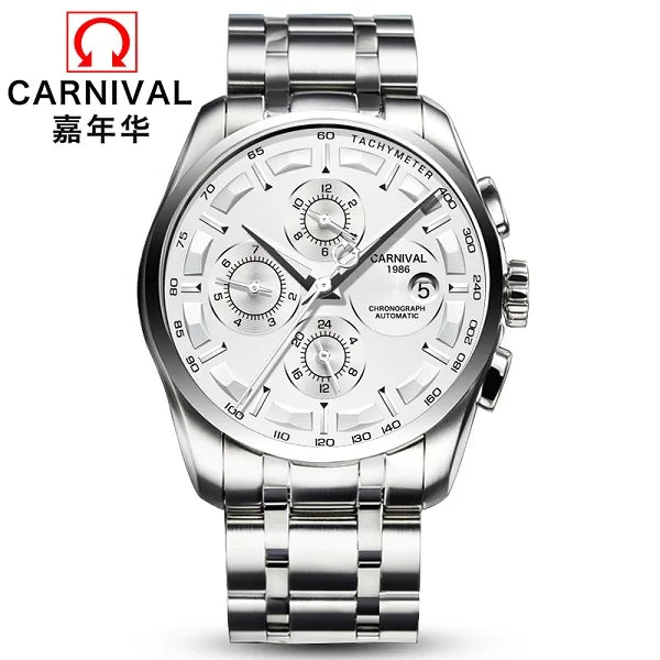 Multifunction Automatic Watch Men Luxury brand CARNIVAL Mechanical Watches Calendar Week 24hour Luminous Waterproof Montre homme