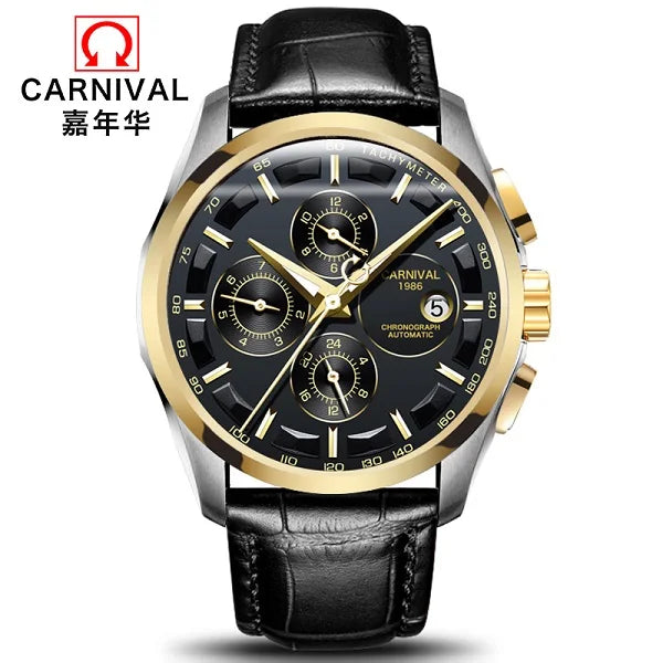 Multifunction Automatic Watch Men Luxury brand CARNIVAL Mechanical Watches Calendar Week 24hour Luminous Waterproof Montre homme