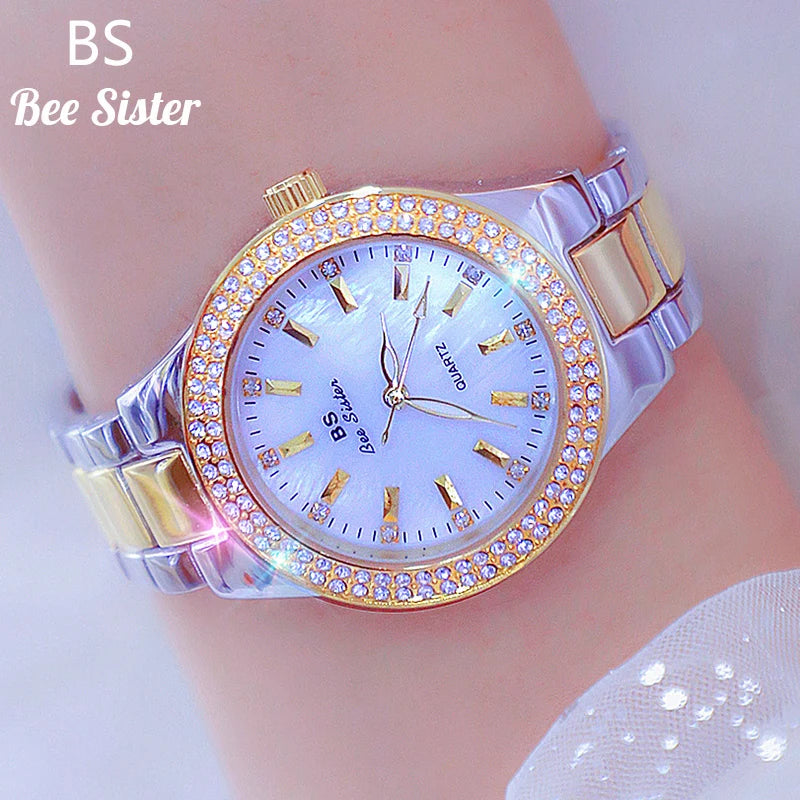 2025 Ladies Wrist Watches Dress Gold Watch Women Crystal Diamond Watches Stainless Steel Silver Clock Women Montre Femme 2024