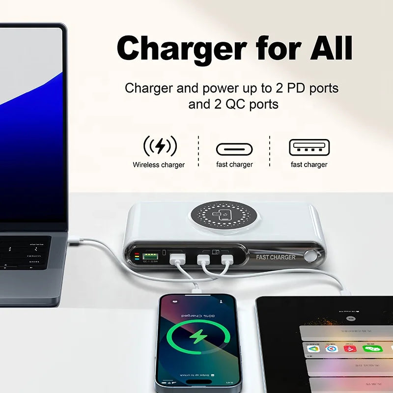 Customized Brand 6 in 1 Wireless Charger Charging Station Fast LED Light Charging Stand for Phone Smart Watch Earphone