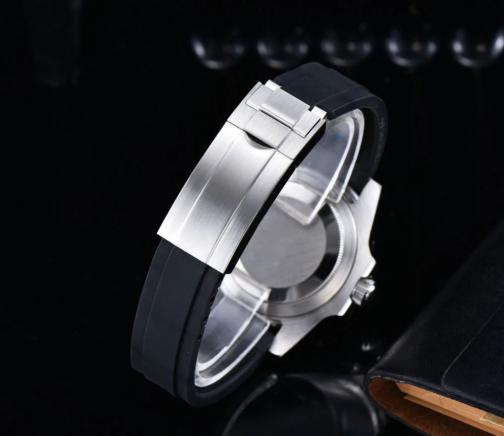 Watch Automatic Movement  black Aseptic Dial Ceramic Rotating Bezel Stainless Steel Bracelet