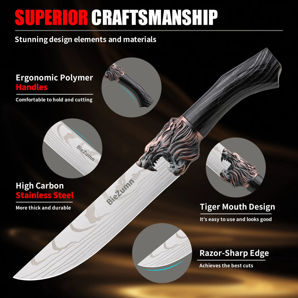 Sharp Multi-Functional Stainless Steel Kitchen Knife Set Meat Cleaver Butcher Chopping Knife Set