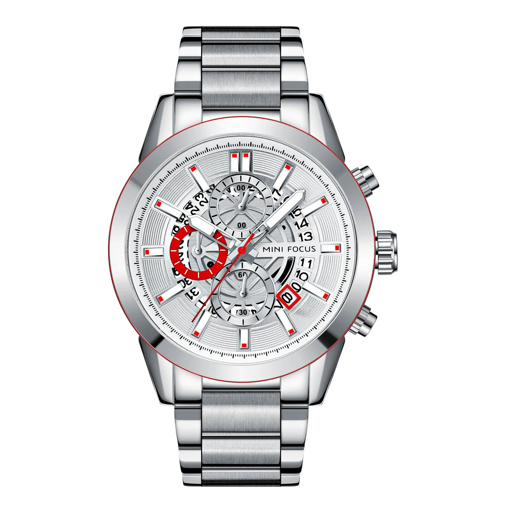 The Silver Sentinel - Luxury Sports Calendar Watch
