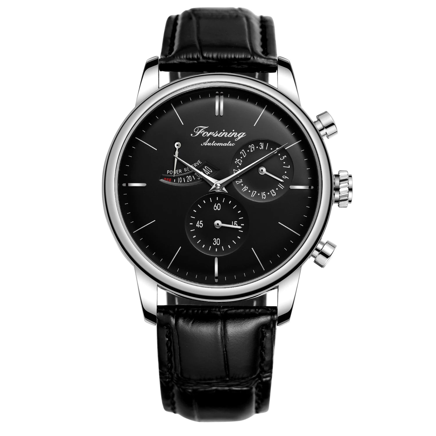 FORSINNG Men's Mechanical Watch - Black Gold Skeleton Dial Automatic Movement Leather Strap
