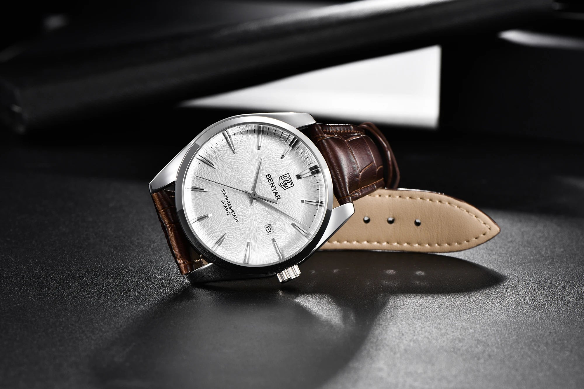 Benyar 5163  Minimal Analog Business Leather Strap Wrist Watches for Male Fashion Casual Man Quartz Watch Men Luxury Brand