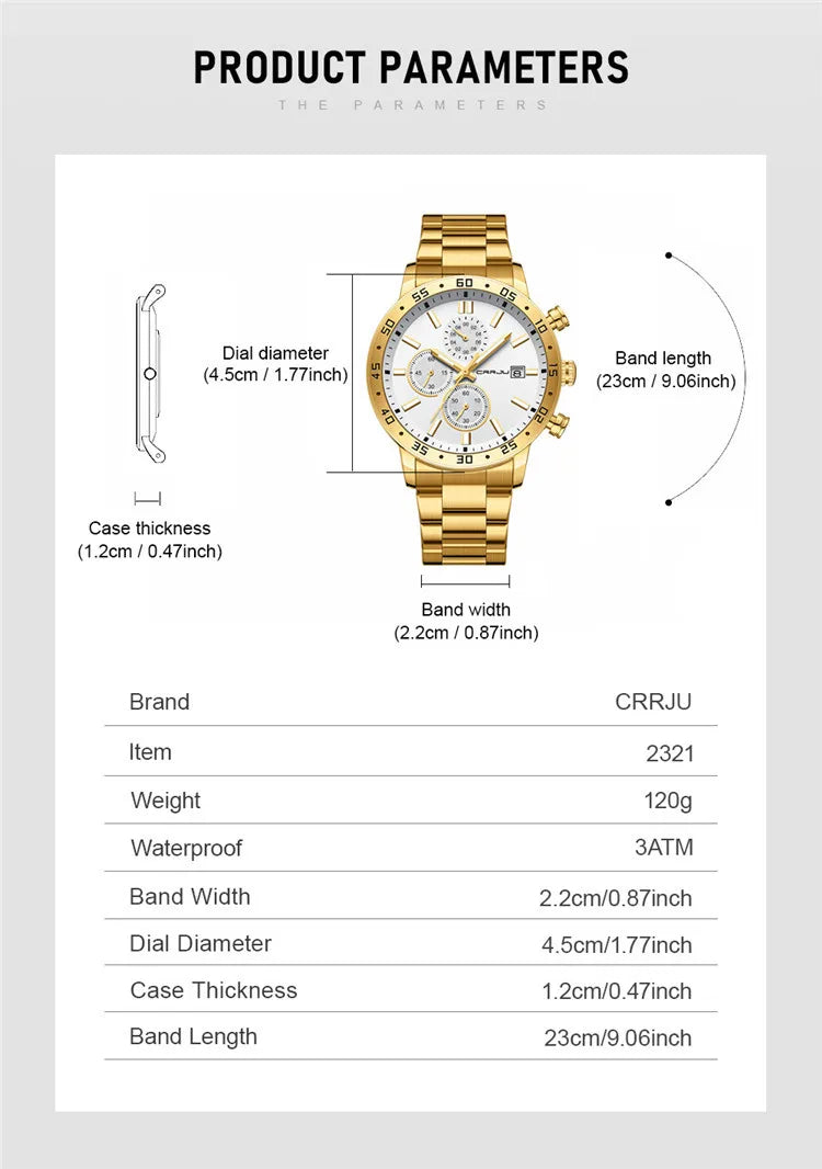 CRRJU 2321 Luxury Gold Sport Watch