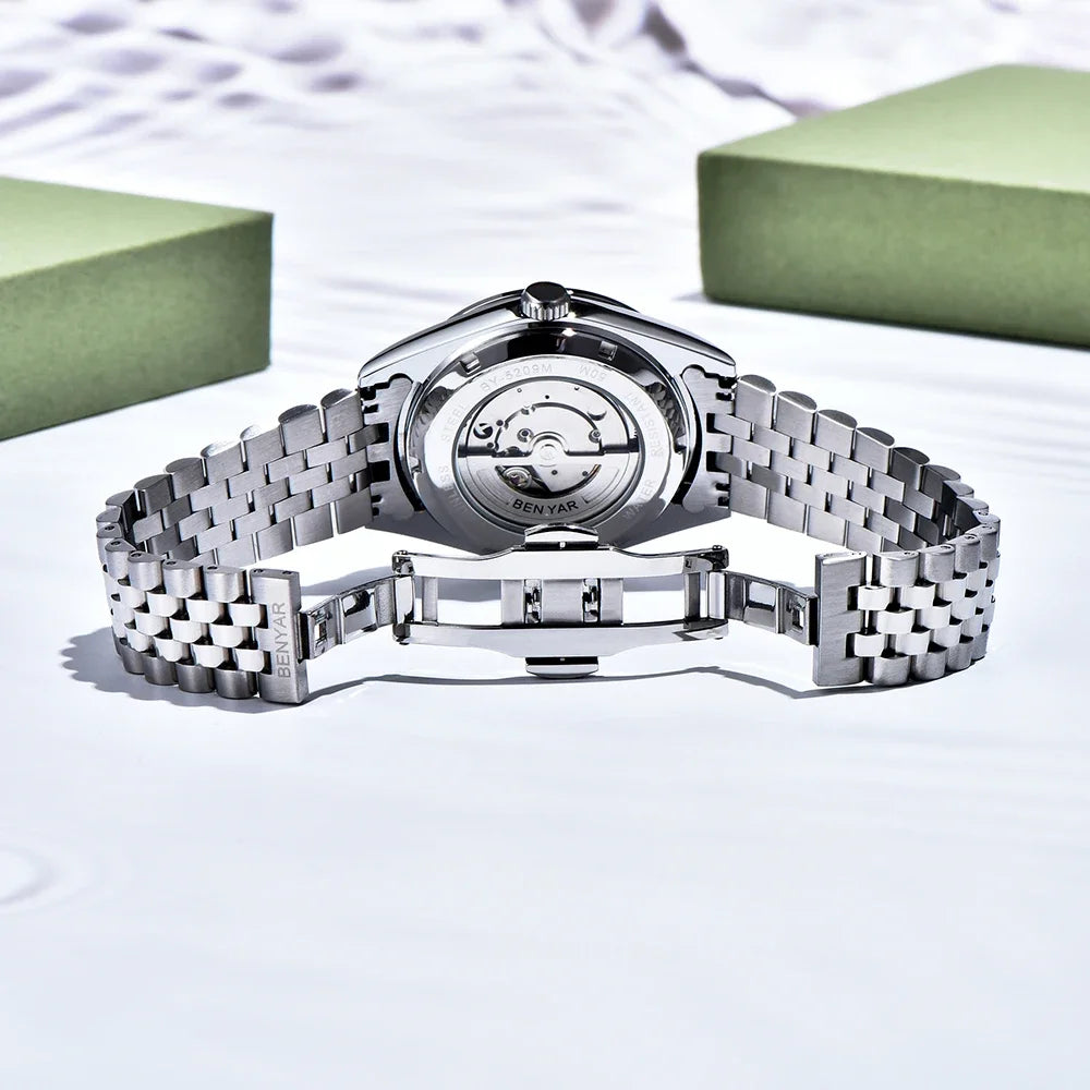Luxury Fashion Brand BENYAR 2024 New 40MM Men's Mechanical Watch 50M Waterproof Automatic Diving Watch Men's Steel Watch 5209