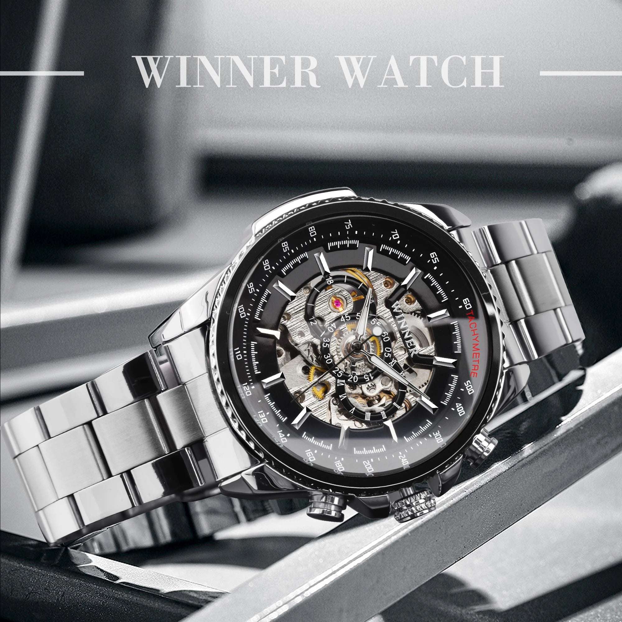 Premium Automatic Sport Watch - Waterproof Mechanical with Stainless Steel Band