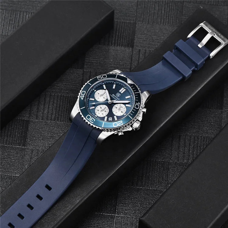 BENYAR S002 Stainless Steel Men Waterproof Wristwatch Japan Chronograph Quartz Benyar Watches Reloj Hombre