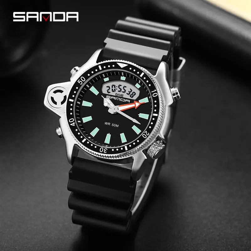 Dual Display Fashion Sports Men's Wrist Watch Casual Style Watches Men Military Quartz Wristwatch S Shock Man Relogio Masculino