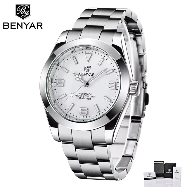 Top Luxury Brand BENYAR BY-5177M Men Mechanical Automatic Watches Sport Watch for Men Business Stainless Steel Relogio Masculino