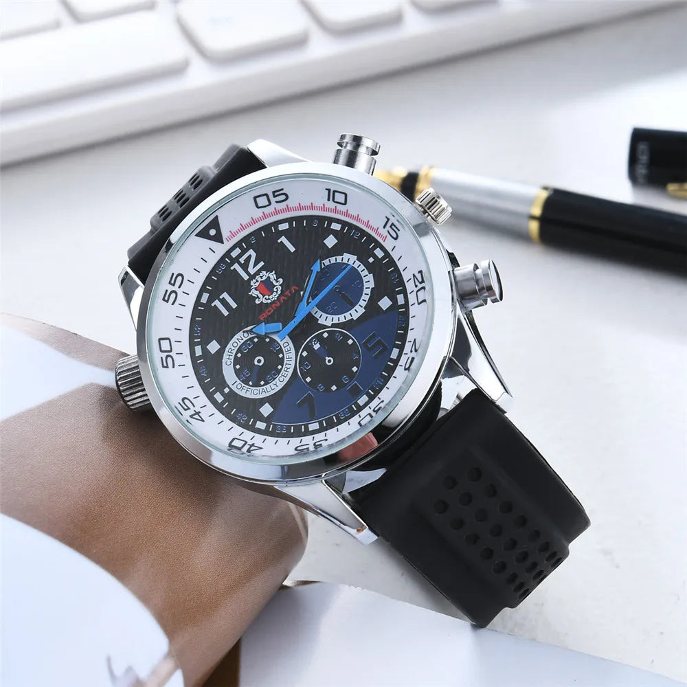 Men's Watches Three-eye design 2021 Top Luxury Brand Fashion Quartz Men Watch  Men Silica gel Strap Wristwatch Relogio Masculino