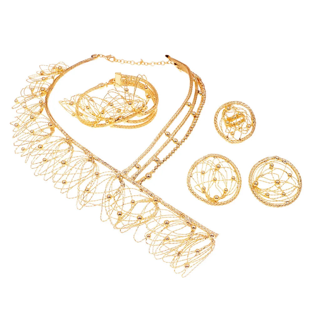 Ulaili Brazilian Gold Plated Wedding Jewelry Set