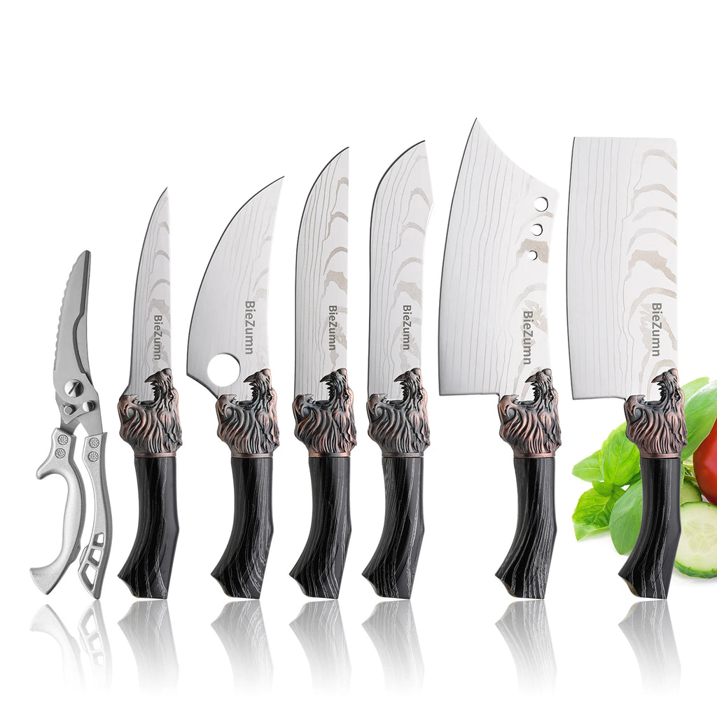Sharp Multi-Functional Stainless Steel Kitchen Knife Set Meat Cleaver Butcher Chopping Knife Set