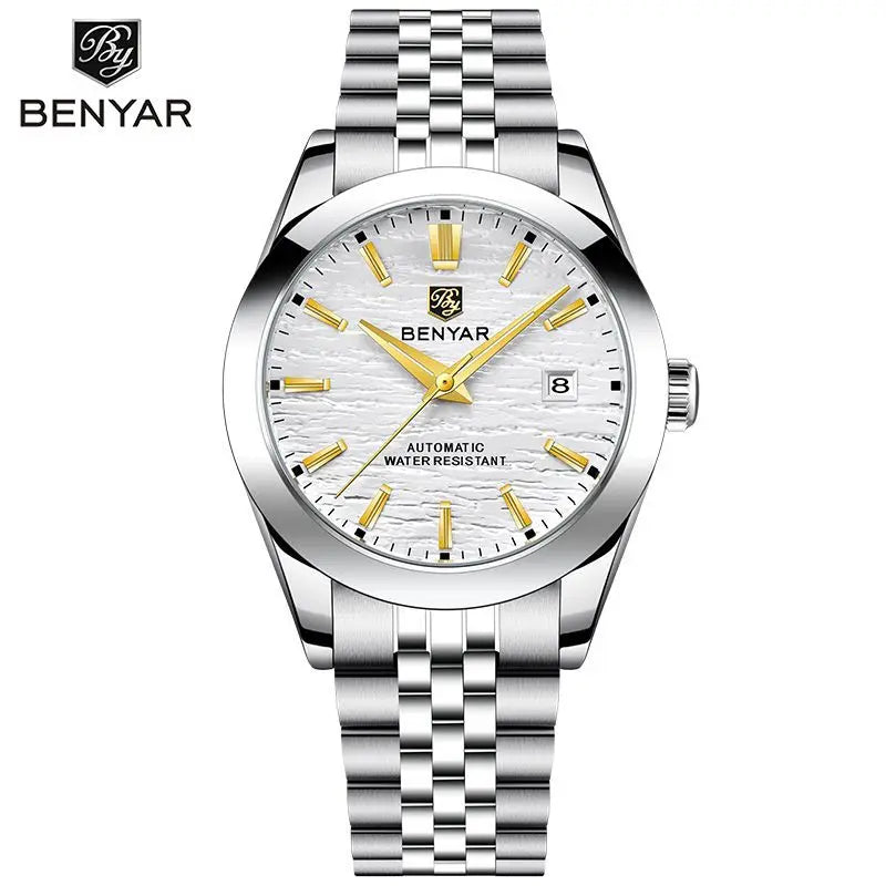 BENYAR 2024 New Design 40MM Dial Mechanical Watch 316L Stainless Steel Simple  Waterproof Men's Automatic Watch 5209