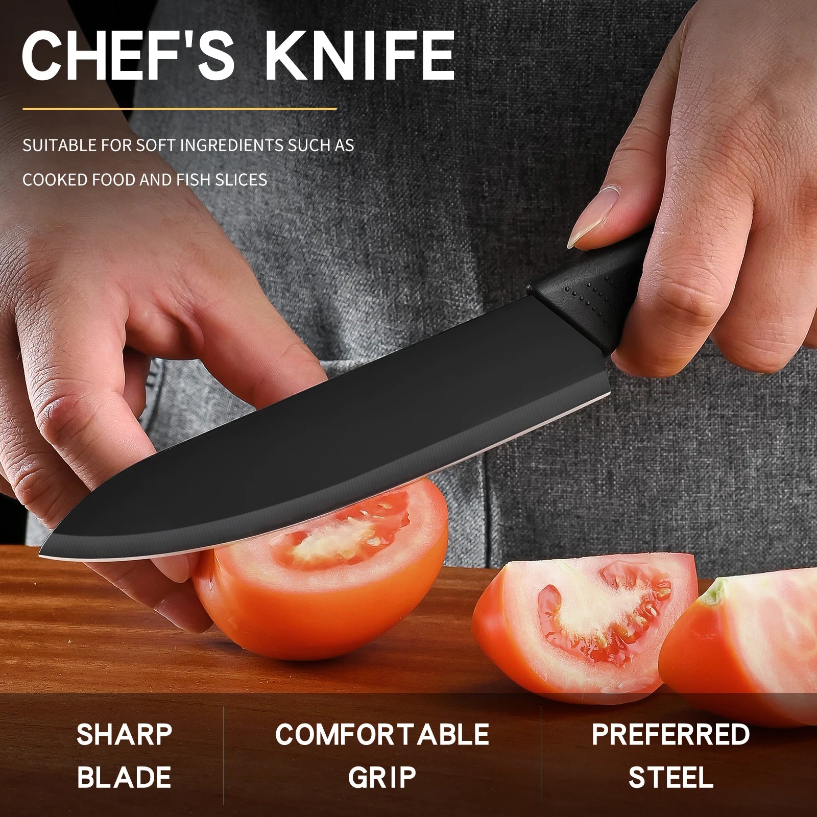 Black-Blade Kitchen Knife Set Stainless Steels High Quality Kitchen Chef Fruit Knife Set