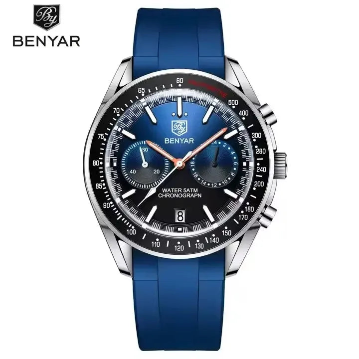 BENYAR 2023 New Design Top Sports Men Watch Quartz Watches Fashion Silicone Waterproof Automatic Chronograph 5194 Reloj Hombre