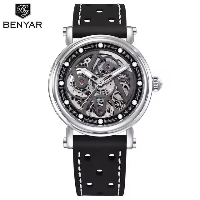 BENYAR 5202 Wristwatch 2024 Automatic Watch Stainless Steel Sports Luxury Men Mechanical Hollow Waterproof Diving Watch for Men
