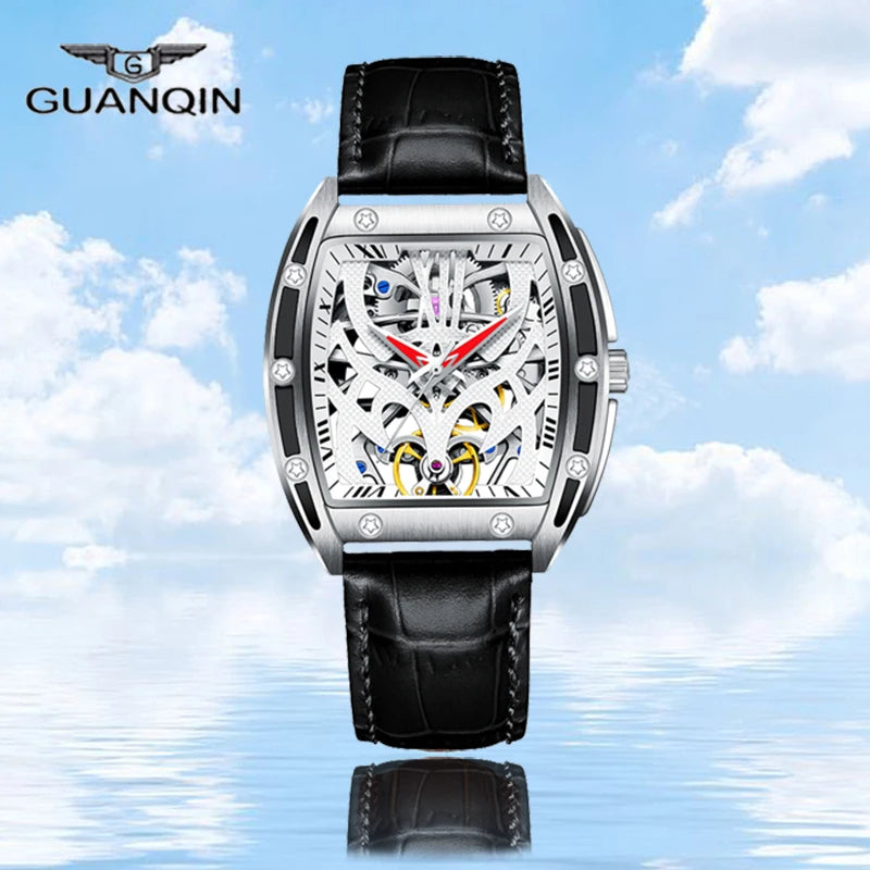 Sapphire Skeleton Tourbillon Watch - Waterproof Leather & Steel Automatic Mechanical