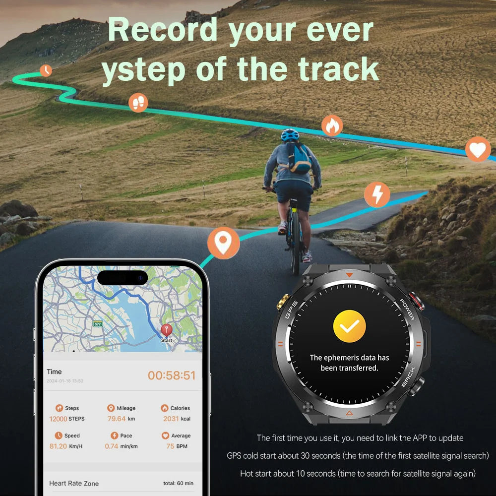 SENBONO KC82 Smart Sports Watch GPS Barometer Compass and Health Monitoring big battery Outdoor GPS Smart Watch Men