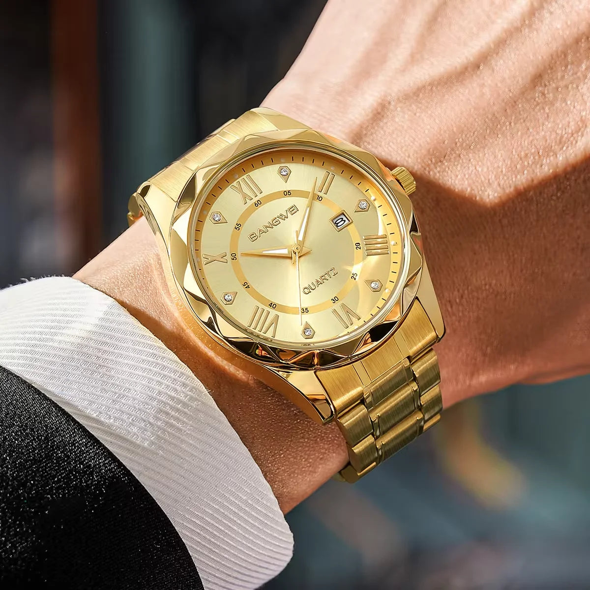 LIGE BW8806 Golden Case Fashion Stainless Steel Quartz Watch Custom OEM Brand Watches Waterproof Design  Stainless Steel +Box
