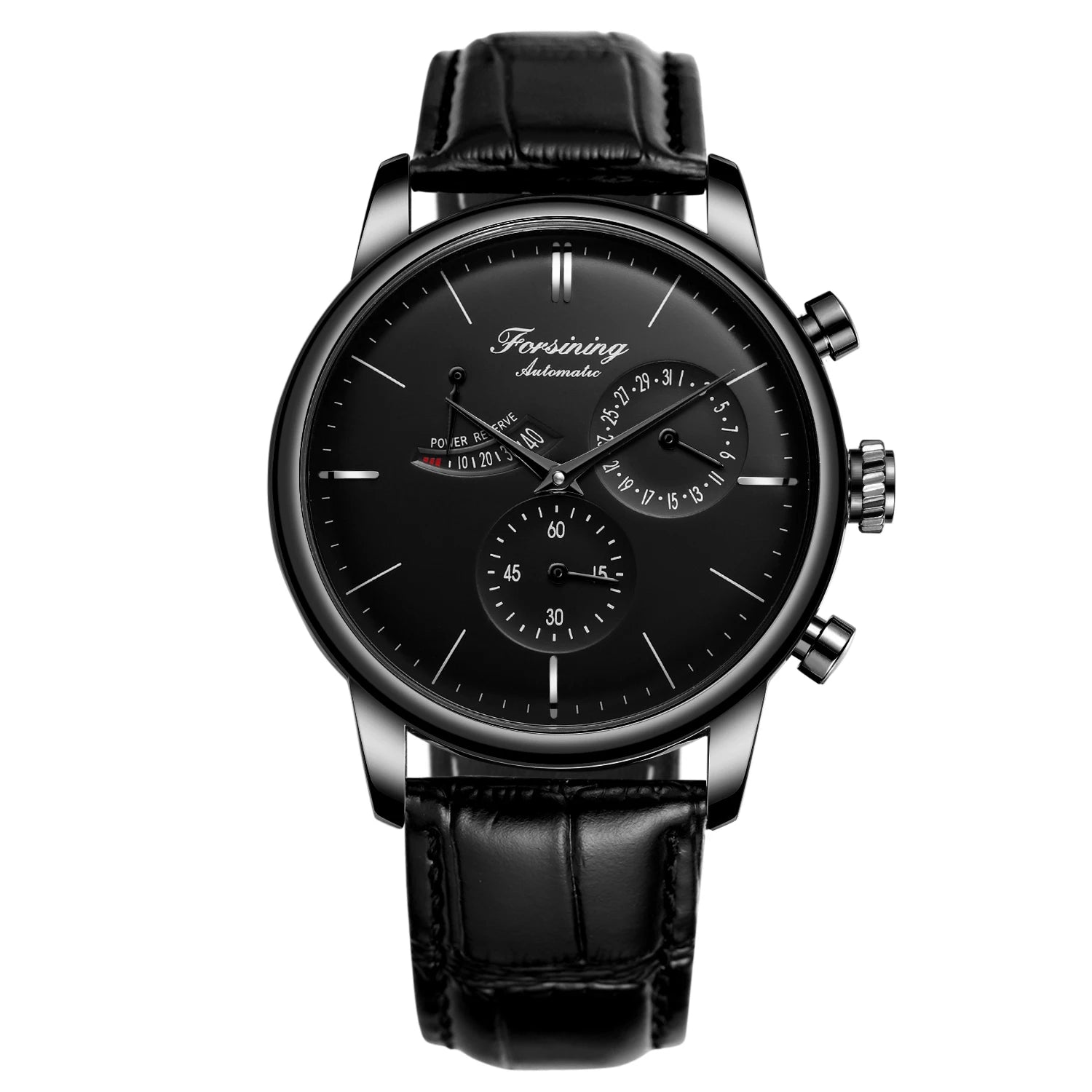 FORSINNG Men's Mechanical Watch - Black Gold Skeleton Dial Automatic Movement Leather Strap