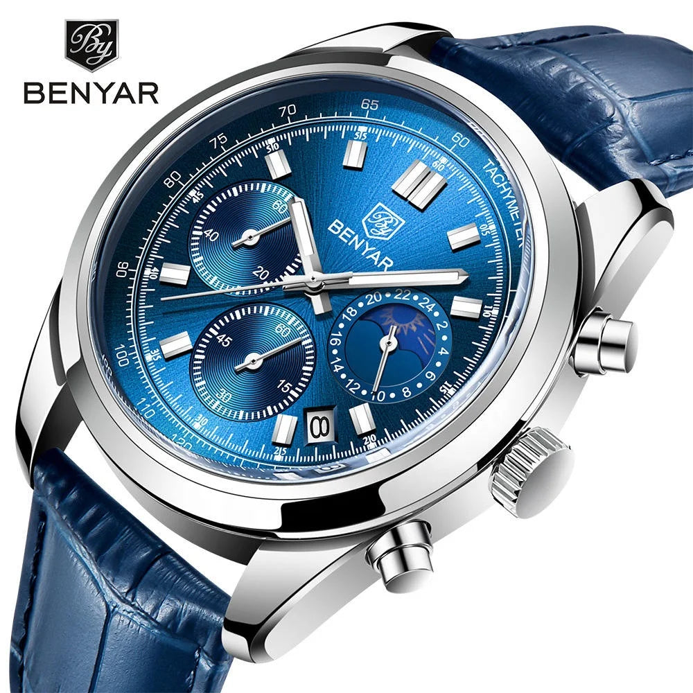 Luxury BENYAR 5193 Chronograph Quartz Benyar Watches Men Sports Luminous Waterproof Watch Montre Benyar