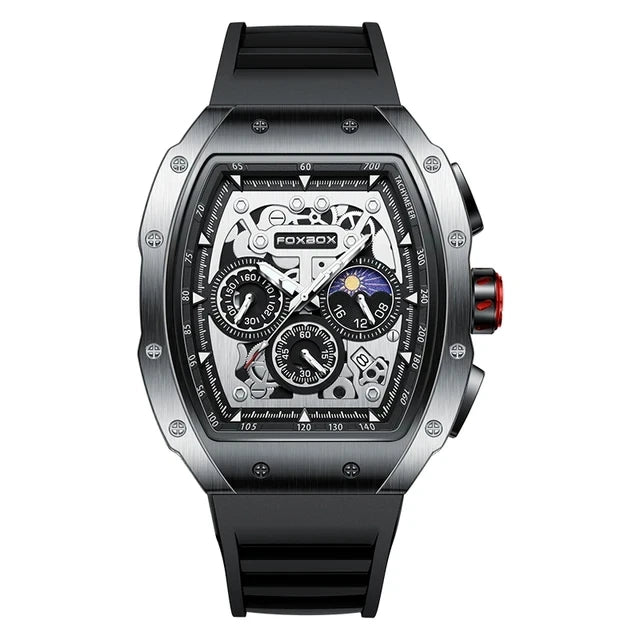 LIGE Foxbox FB0015  0015 Casual Luxury Mens Quartz Watch Fashion Sport Business Chronograph Waterproof Square Wristwatch for Men