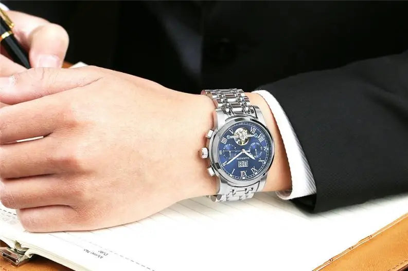 Premium Mechanical Tourbillon Watch - Big Display with Week Function & Stainless Steel