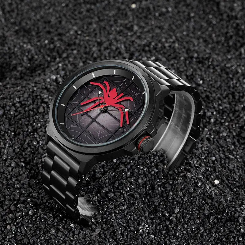 Spider Design Quartz Watch - Waterproof Steel Strap Casual Timepiece for Men