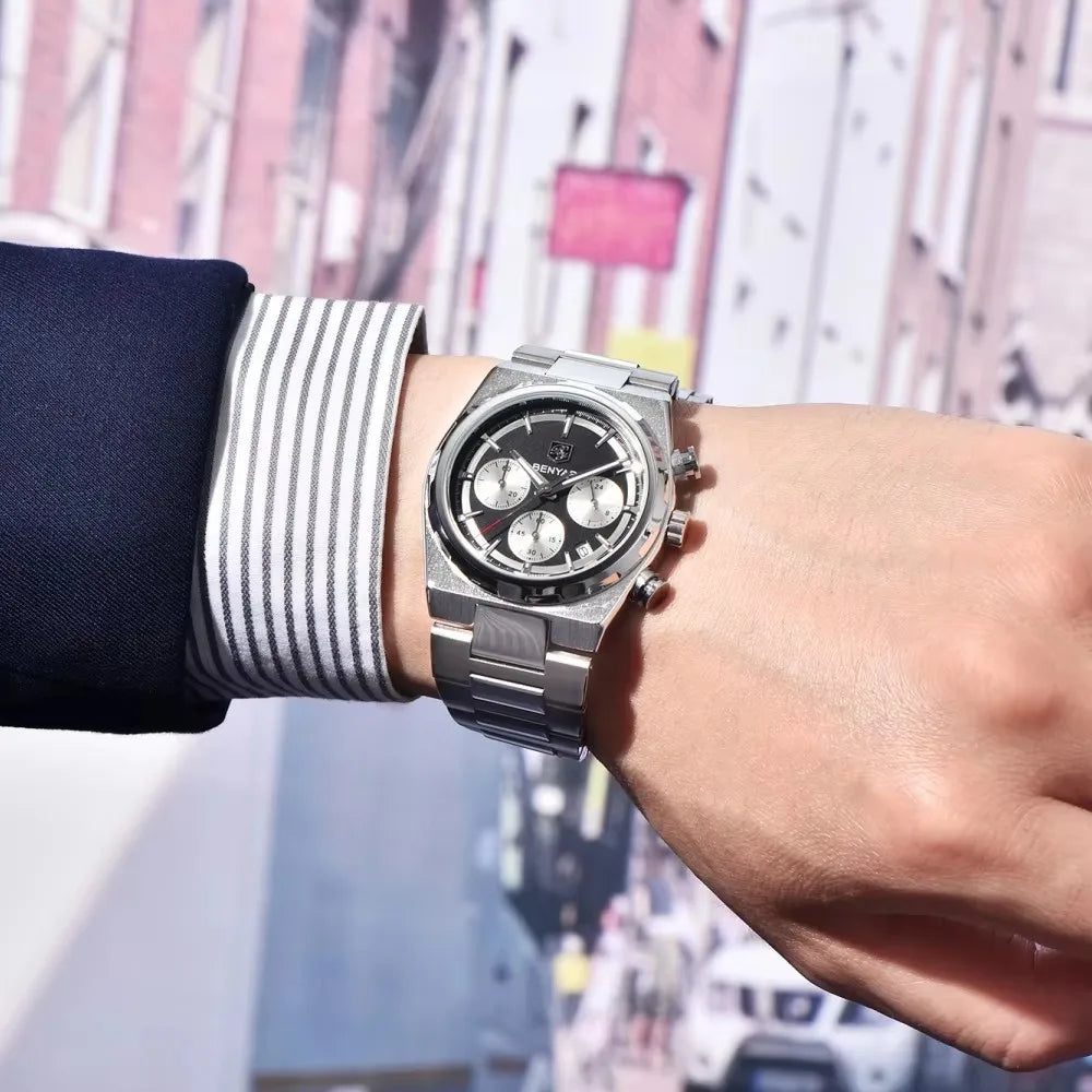 2024 New BENYAR 5204 New Men Watch Top Luxury Male Quartz ChronographWaterproof Wrist Watch Men Sport Clock Luminous Watch