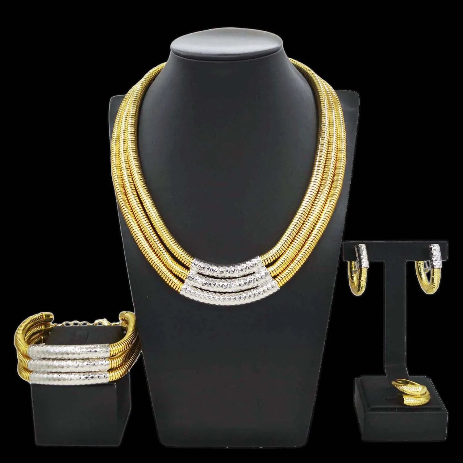 Yulaili Pakistani Bridal 24K Jewelry Set