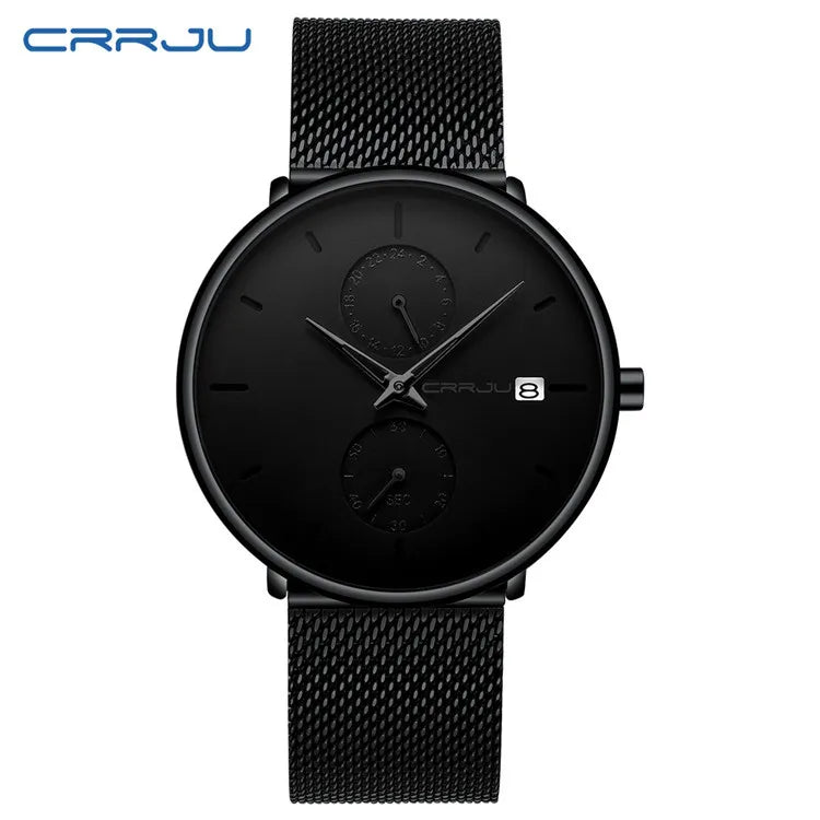 CRRJU Men's Stainless Steel Mesh Watch