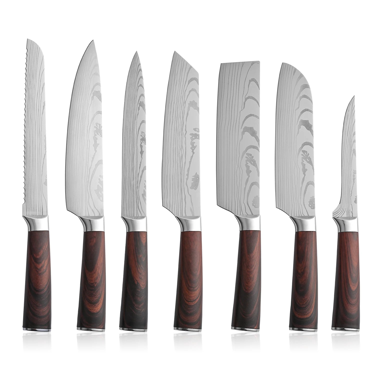 Best Product Super Sharp Stainless Steels 7 Pieces Meat Cleaver Chef Santoku Knife Japanese Kitchen Knife Set