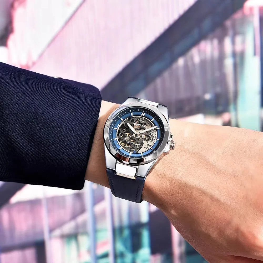 BENYAR 5207 Watches Men Luxury  Mechanical Mens Wrist Watches Leather Strap Casual Watch 50m Waterproof Reloj De Hombre