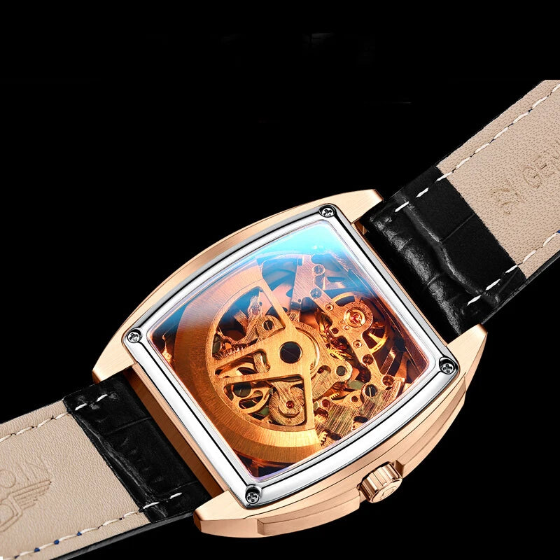 Sapphire Skeleton Tourbillon Watch - Waterproof Leather & Steel Automatic Mechanical